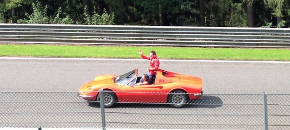 Bianchi waves to the crowd at Spa 2014